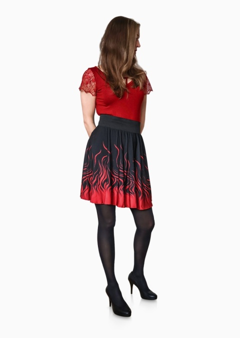 Spódnica midi gothic z printem "Córa Ognia"